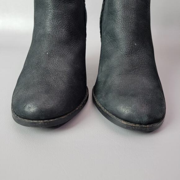 Caslon Womens Black Leather Zip High Wedge Heel Ankle Boots 9.5 M Waterproof - Picture 7 of 13